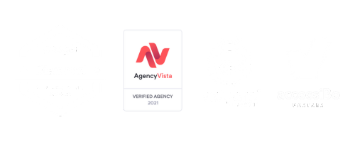 HubSpot Diamond Partner Badge, Agency Vista Verified Agency Badge, Vidyard Partner Badge, accessiBe Partner Badge