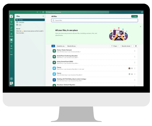 A screenshot of the Vested slack communication channel on a desktop screen.