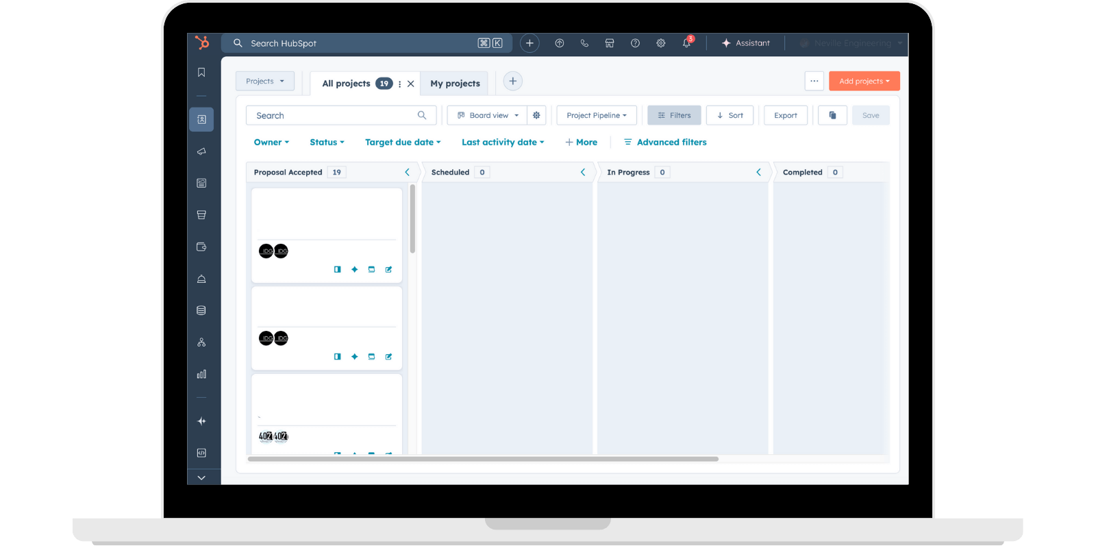 Laptop screen of project pipeline.