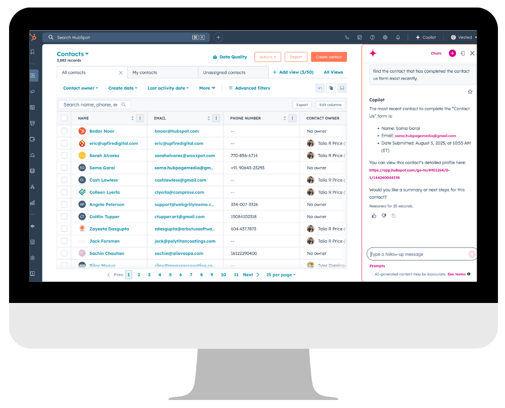 AI chatspot tool in HubSpot.