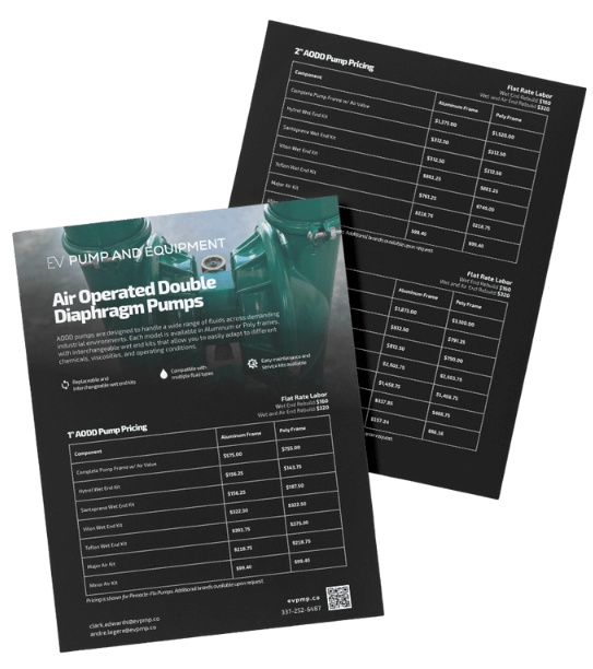 EV Pump & Equipment AODD pump price sheets