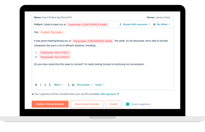 A HubSpot sequence being edited on a laptop computer screen (1)