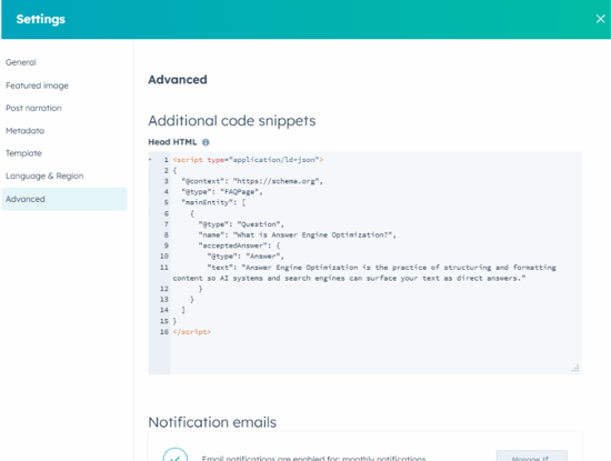 Adding additional schema snippets in HubSpot-1