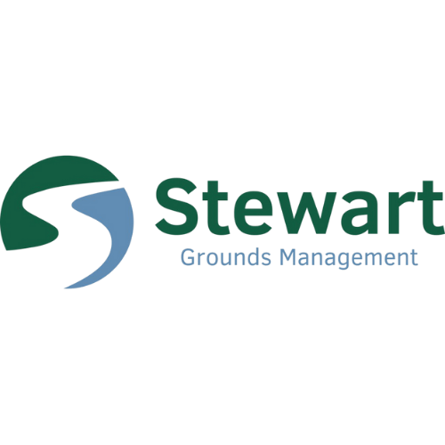 Stewart Grounds Management - green and blue logo.
