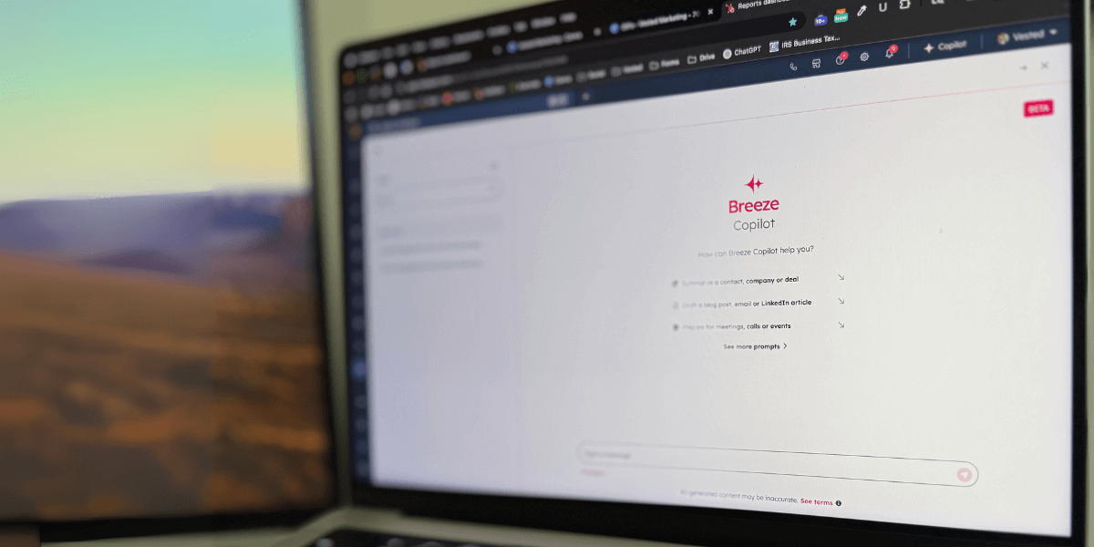 Breeze Copilot chat open for AI prompt on laptop screen