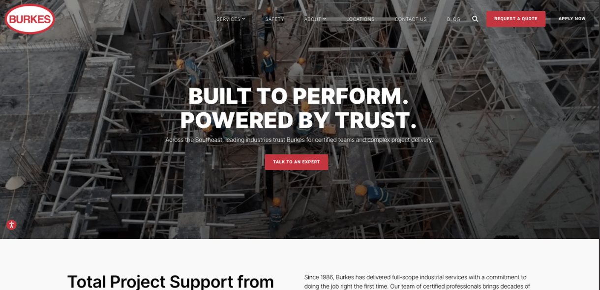 Screenshot of Burkes Mechanical website