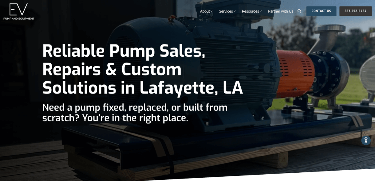 Screenshot of EV Pump website