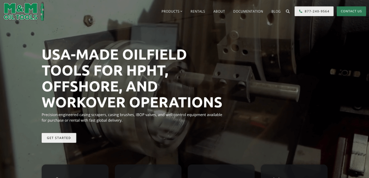 Screenshot of M&M Oil Tools website