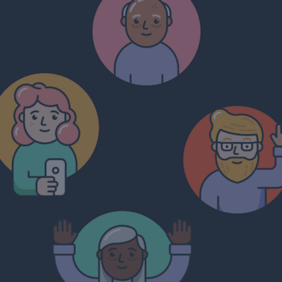 Four different people icons in circles representing Buyer Personas with Vested Marketing