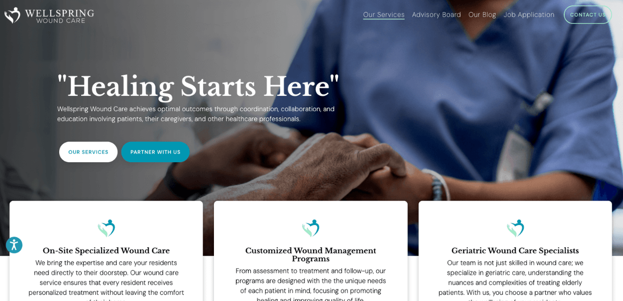 Wellspring Woundcare website
