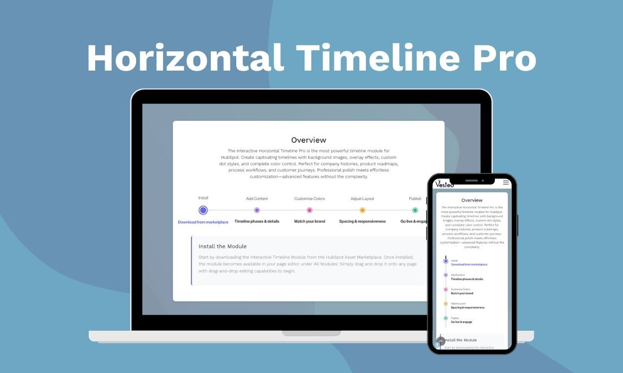 Interactive Horizontal Timeline Pro Module | Vested Marketing